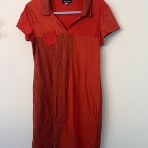 Stewart + Brown Red Knit dress with Polo Collar